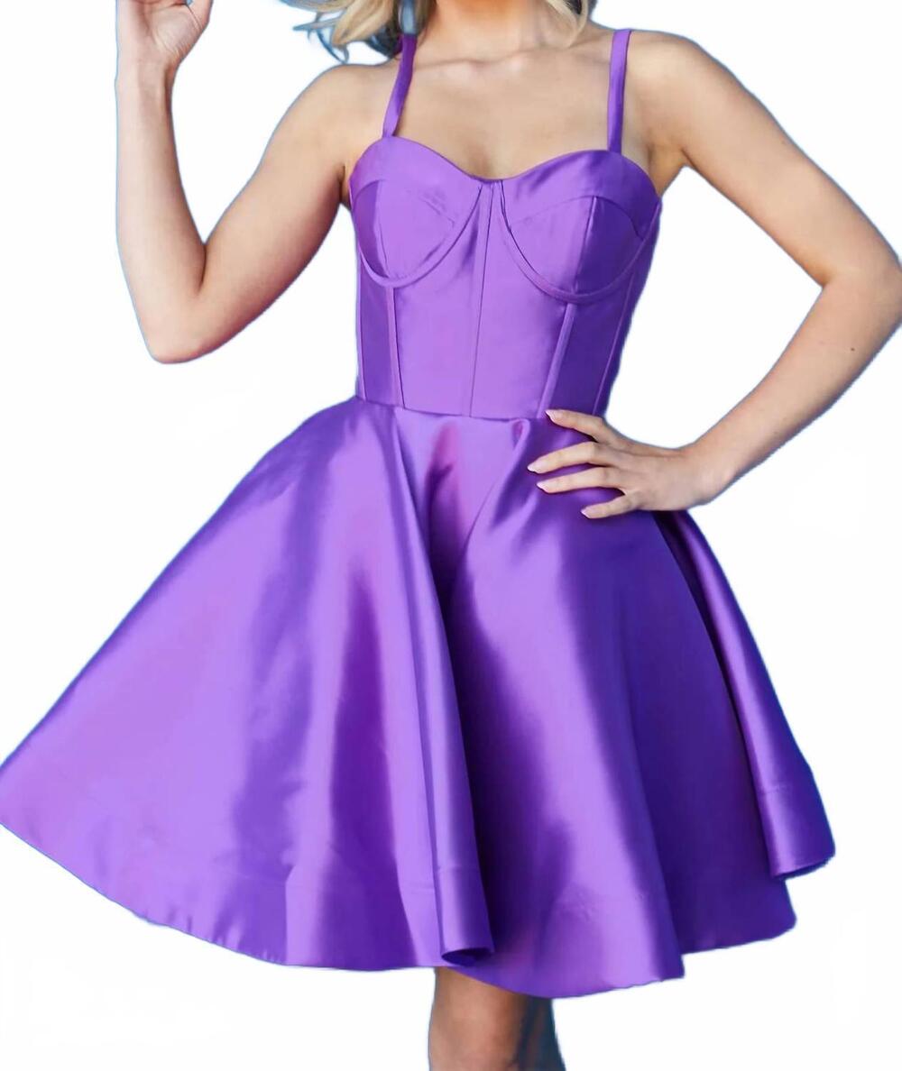 NEW JOVANI sweetheart fit and flare mini dress in purple